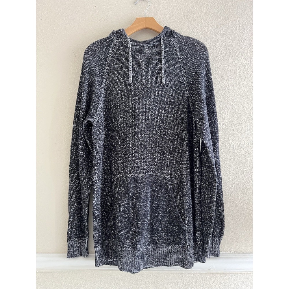 O'Hanlon Mills Mens Medium Marled Navy Blue White Knit Hoodie Sweater Pullover
